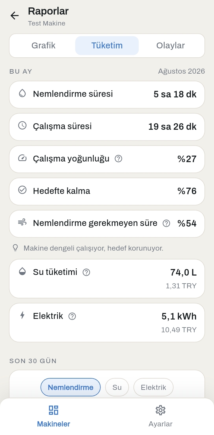 Nemsan mobil uygulama ekran görüntüsü — Tüketim ve maliyet